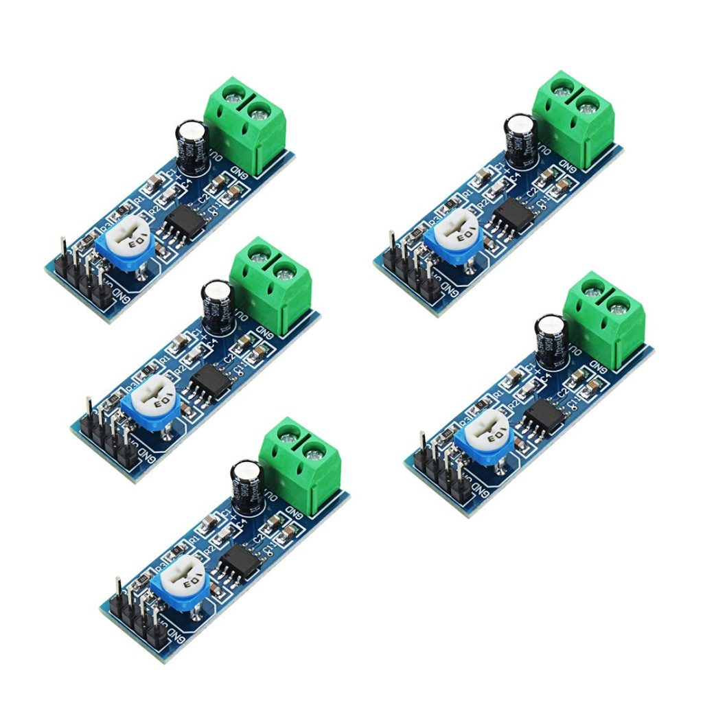 HiLetgo 5pcs LM386 Mono Audio Amplifier Module 200 Times AMP Solo 5V-12V 10K Adjustable