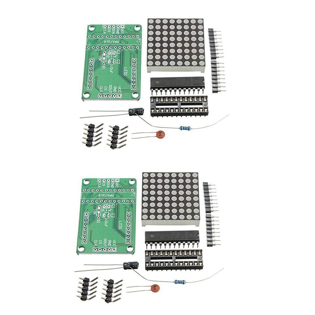 HiLetgo 2pcs MAX7219 8 * 8 Dot Matrix Module DIY Kit MAX7219 8x8 Common Cathode LED Dot Matrix DIY M