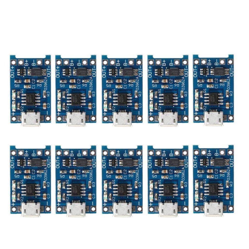 HiLetgo 10pcs 5V 1A 18650 Lithium Battery Charging Board TP4056 Lithium Battery Charging Board Micro