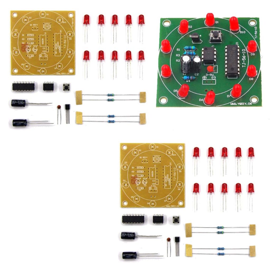 HiLetgo 2pcs Round Lucky Rotary Suite Electronic Component Fortune CD4017 NE555 Interesting DIY Kit