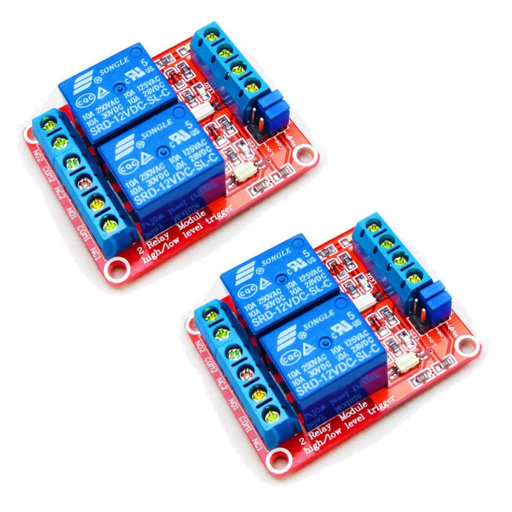 HiLetgo 2pcs DC 12V 2 Channel Relay Module with Isolated Optocoupler High and Low Level H/L Level Tr