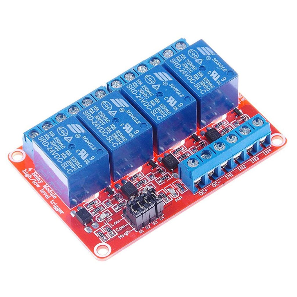 HiLetgo 4 Channel 24V Relay Module with OPTO-Isolated Support High and Low Level Trigger for PLC Aut
