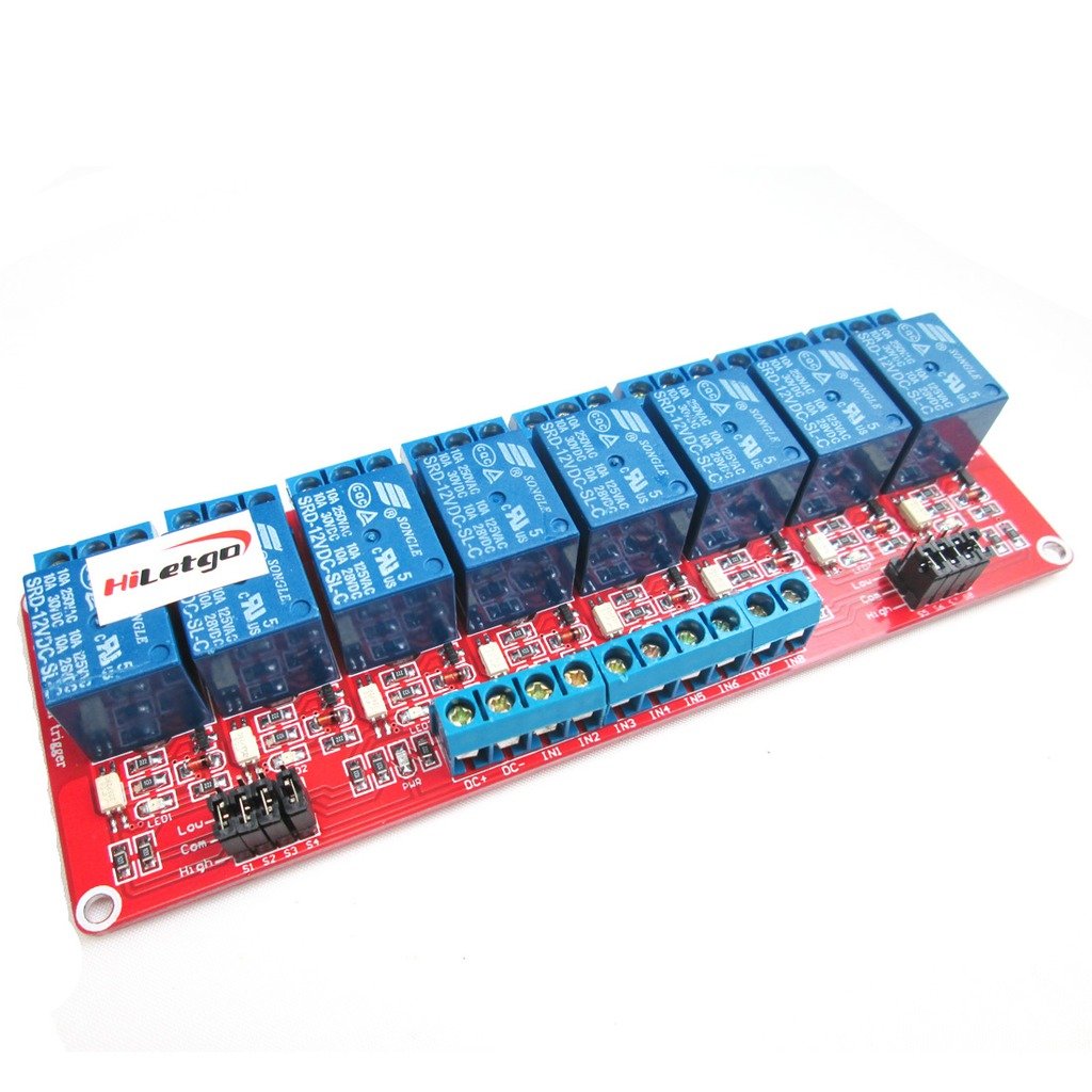 HiLetgo 12V 8 Channel Relay Module with OPTO-Isolated High and Low Level Trigger 8 Ways Relay Switch