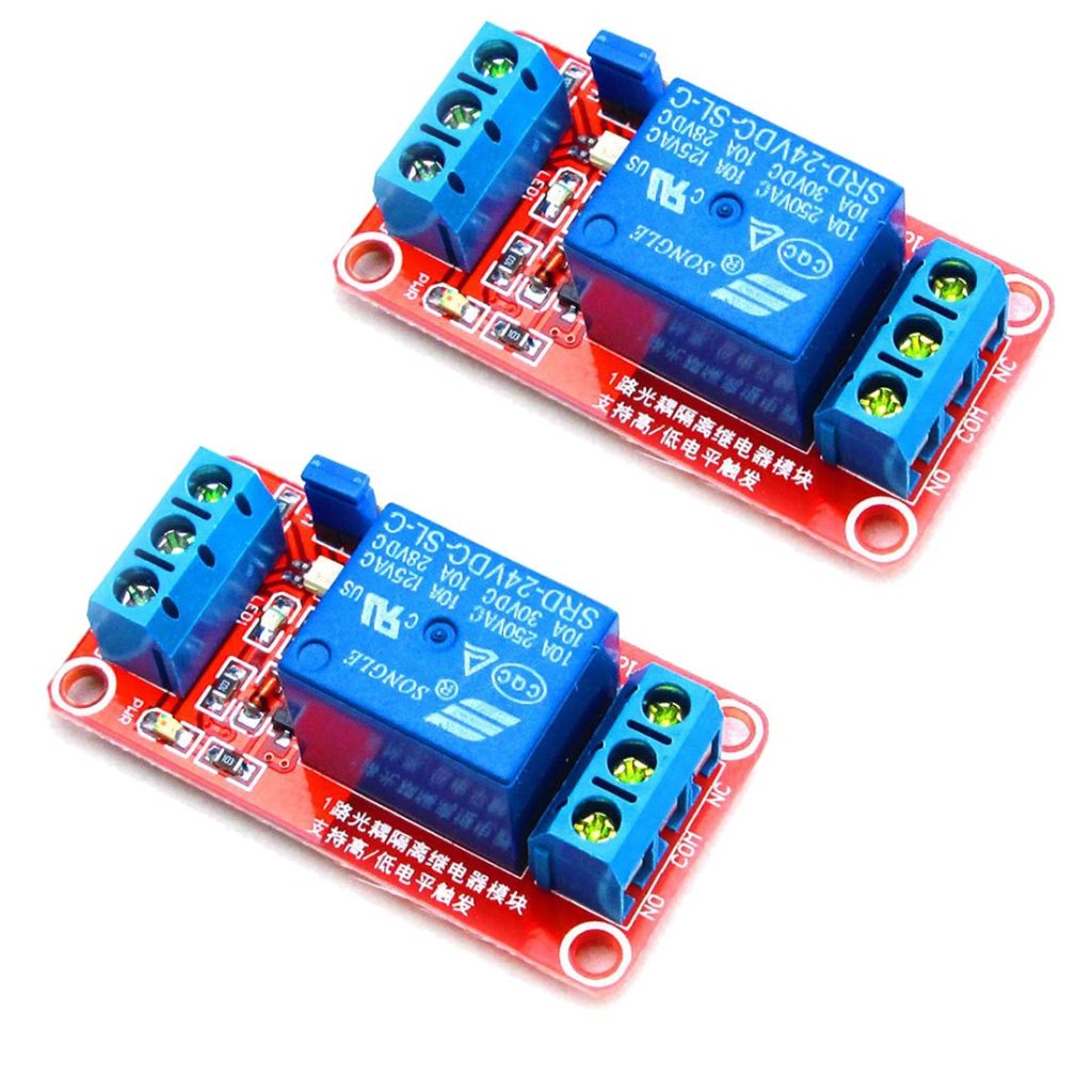 HiLetgo 2pcs DC 24V 1 Channel Relay Module with OPTO Isolation Support High or Low Level Trigger