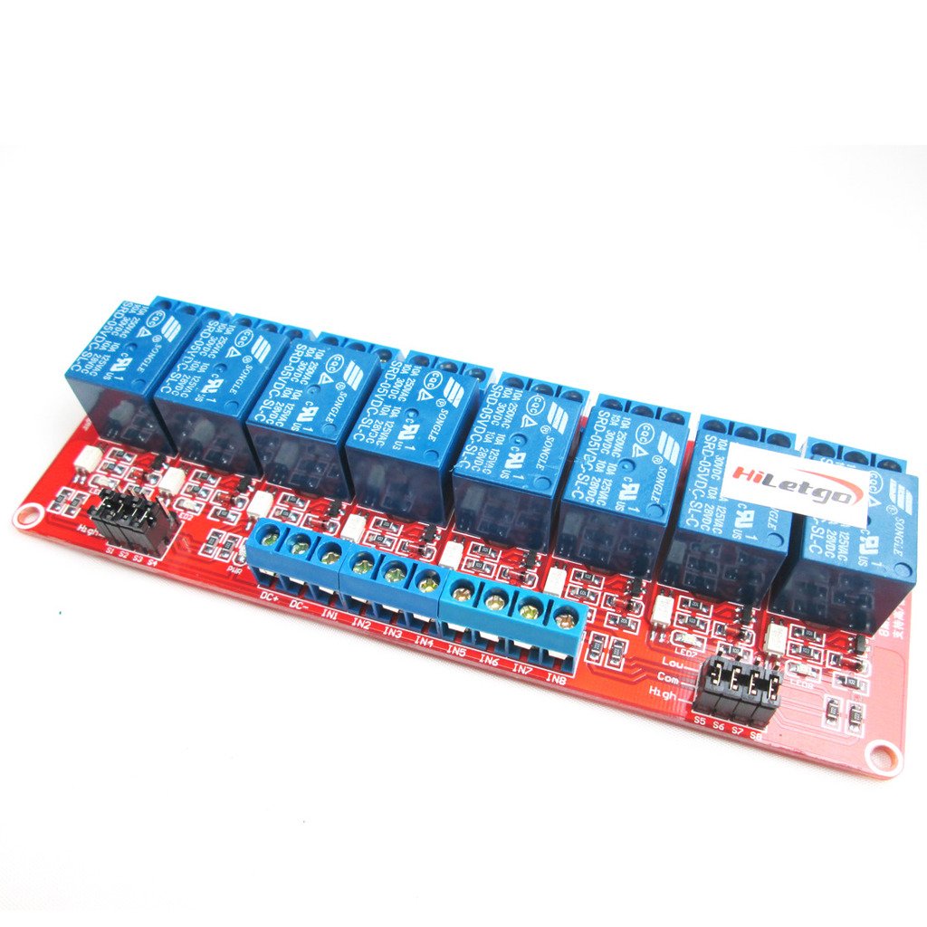 HiLetgo 5V 8 Channel Relay Module with OPTO-Isolated Support High and Low Level Trigger