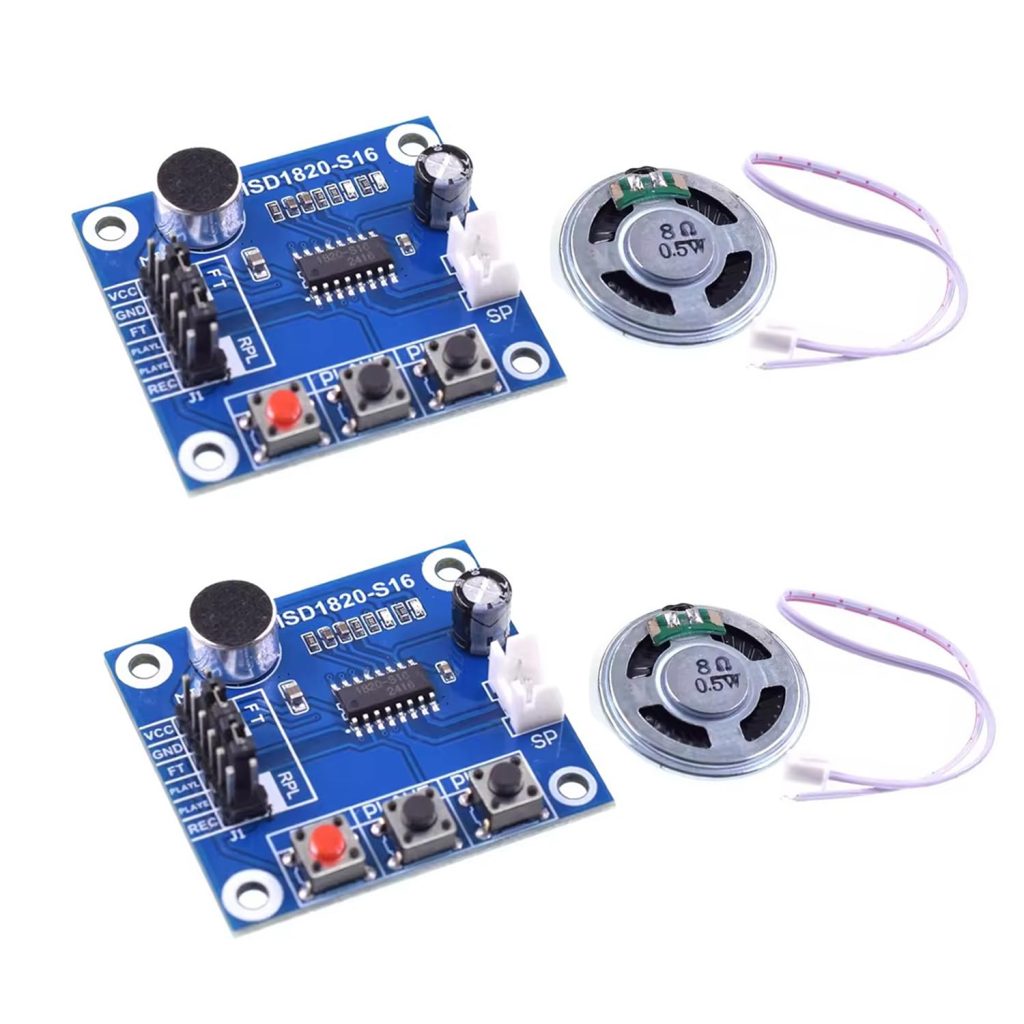 HiLetgo 2pcs ISD1820 Recording Module Voice Module the Voice Board telediphone Module Board with Mic