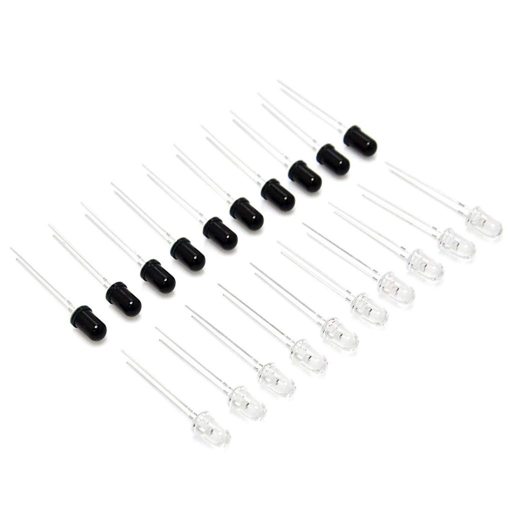 HiLetgo 5mm 940nm LEDs Infrared Emitter and IR Receiver Diode 5MM Infrared Emission+Receiver Tube (P