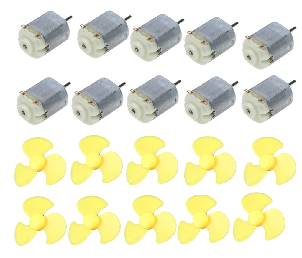 HiLetgo 10pcs Micro 130 Motor Small DC Motor with 50mm 3 Leaf Propeller Mini Micro DC Motor for DIY