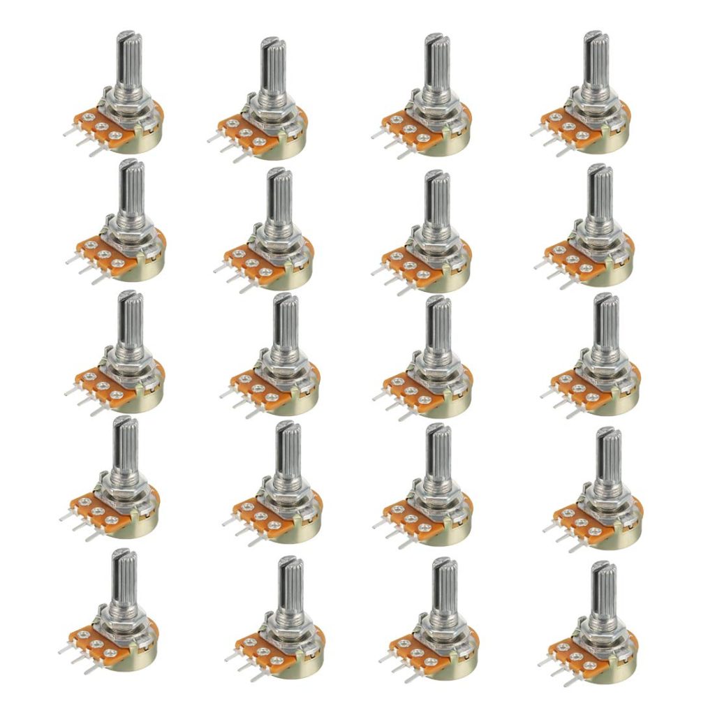HiLetgo 20pcs WH148 Single-Joint Potentiometer 10K B10K Variable Resistors 15mm Shaft 3Pins 10K Ohm