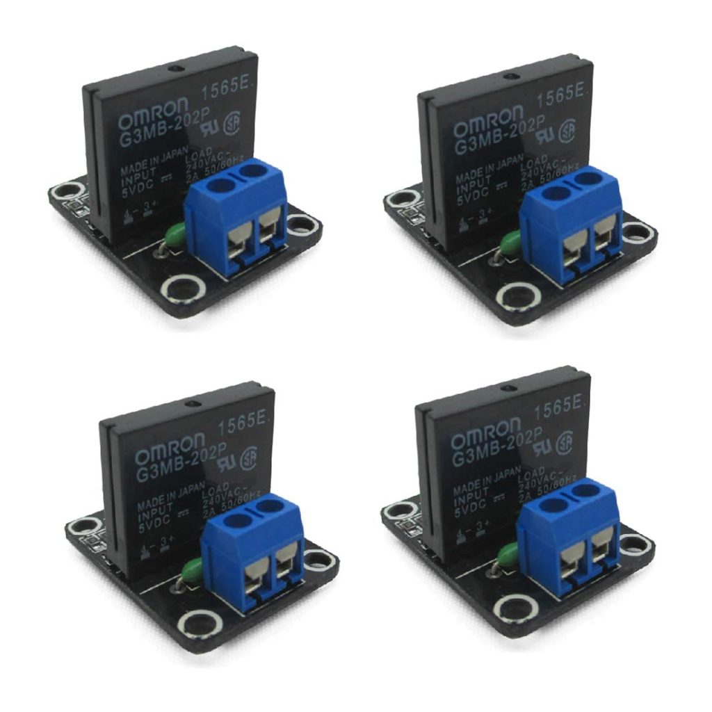 HiLetgo 4pcs 5V 1 Channel High Level Solid State Relay Module DC Control AC 240V 2A with Fuse