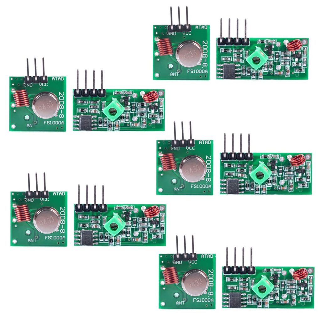 HiLetgo 5 Sets 433M Transmitter + Receiver Kit High Frequency Super Regenerative Transceiver Module