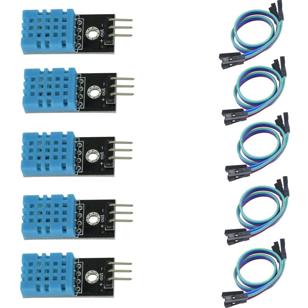 HiLetgo 5pcs DHT11 Temperature Humidity Sensor Module Digital Temperature Humidity Sensor 3.3V-5V Hu