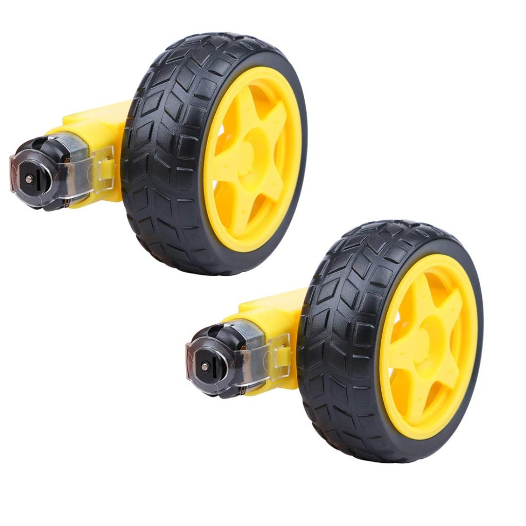 HiLetgo 2pcs Smart Car Robot Plastic Tire Wheel with DC 3-6V Gear Motor for Robot 65 * 27MM